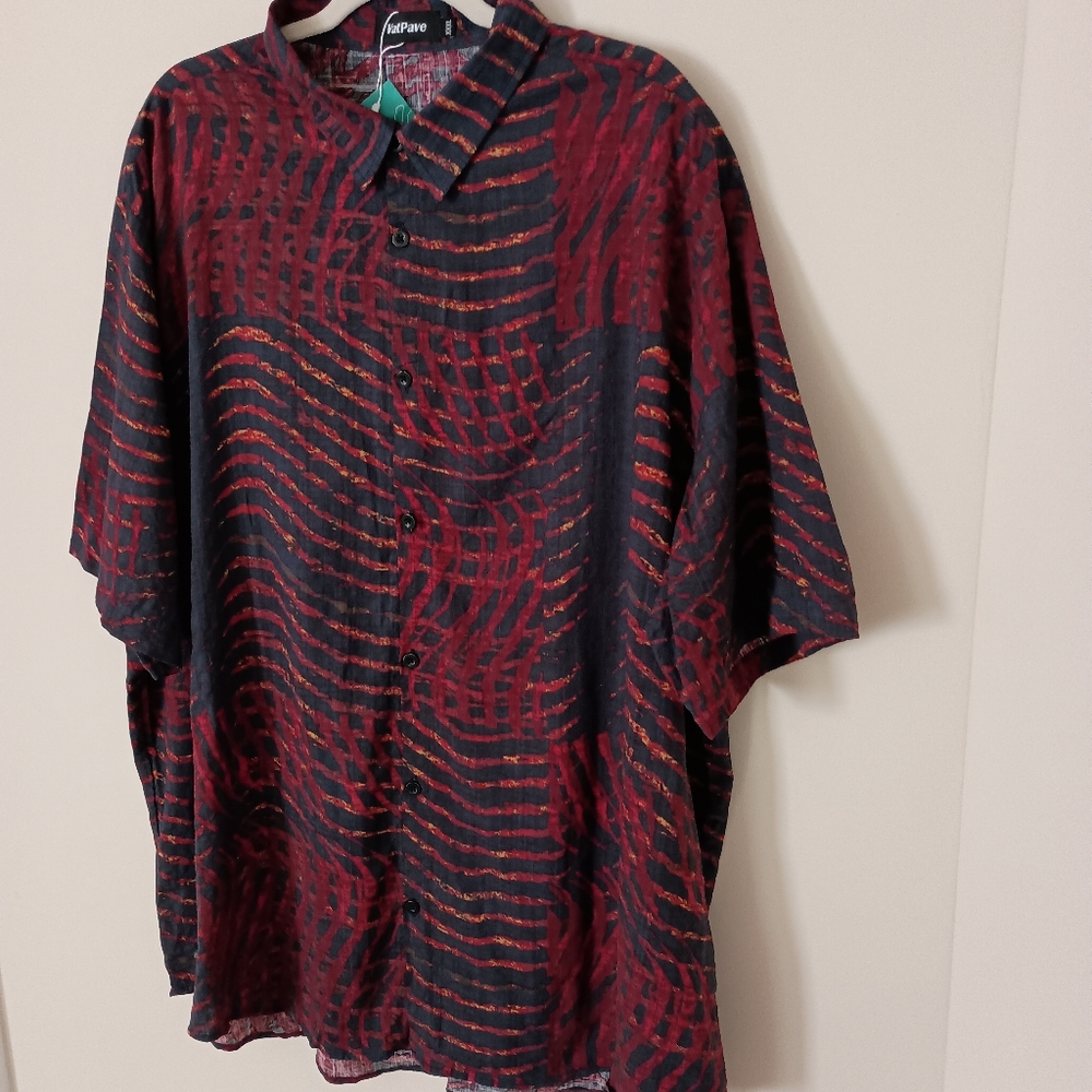 VatPave Red and Black Zebra Patterned Festival Tropical Camp Shirt 3XL - Picture 3 of 9
